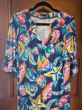 Bright colorful nautical print scoop neck size xl